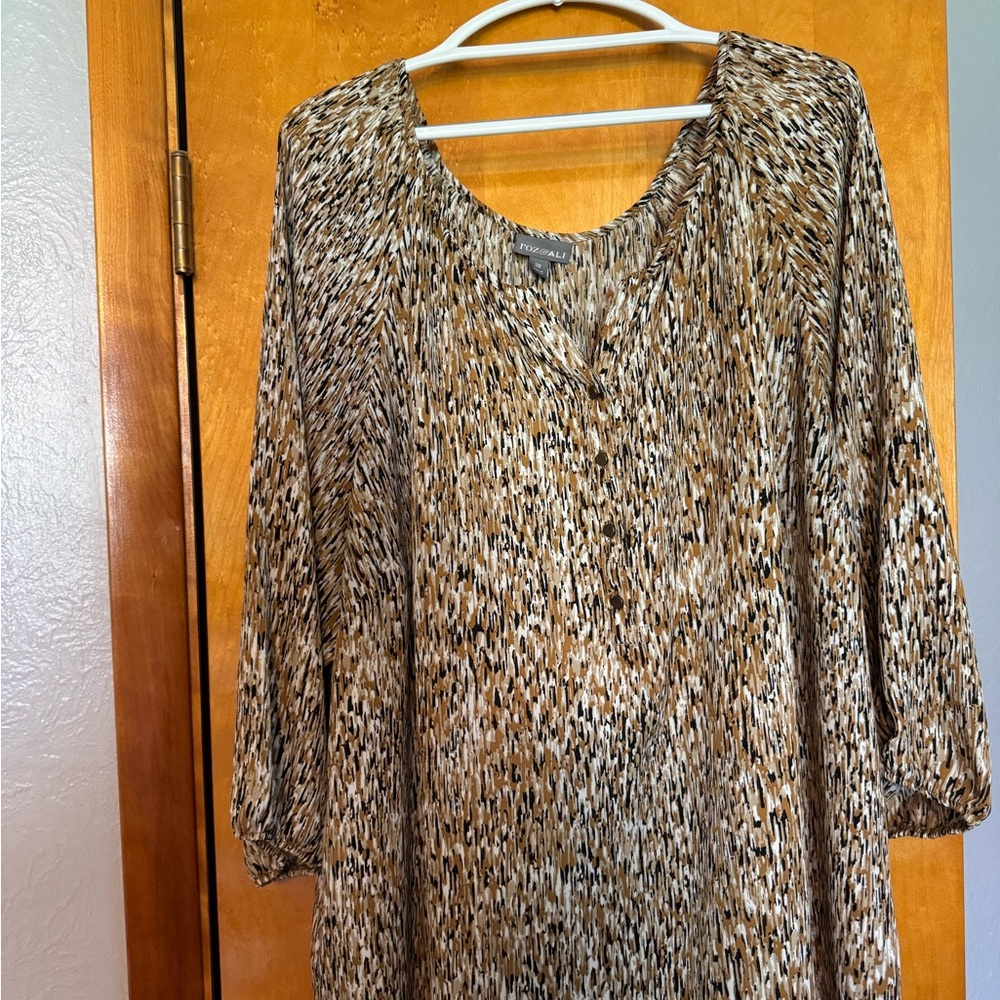 Roz & Ali Brown Abstract Blouse